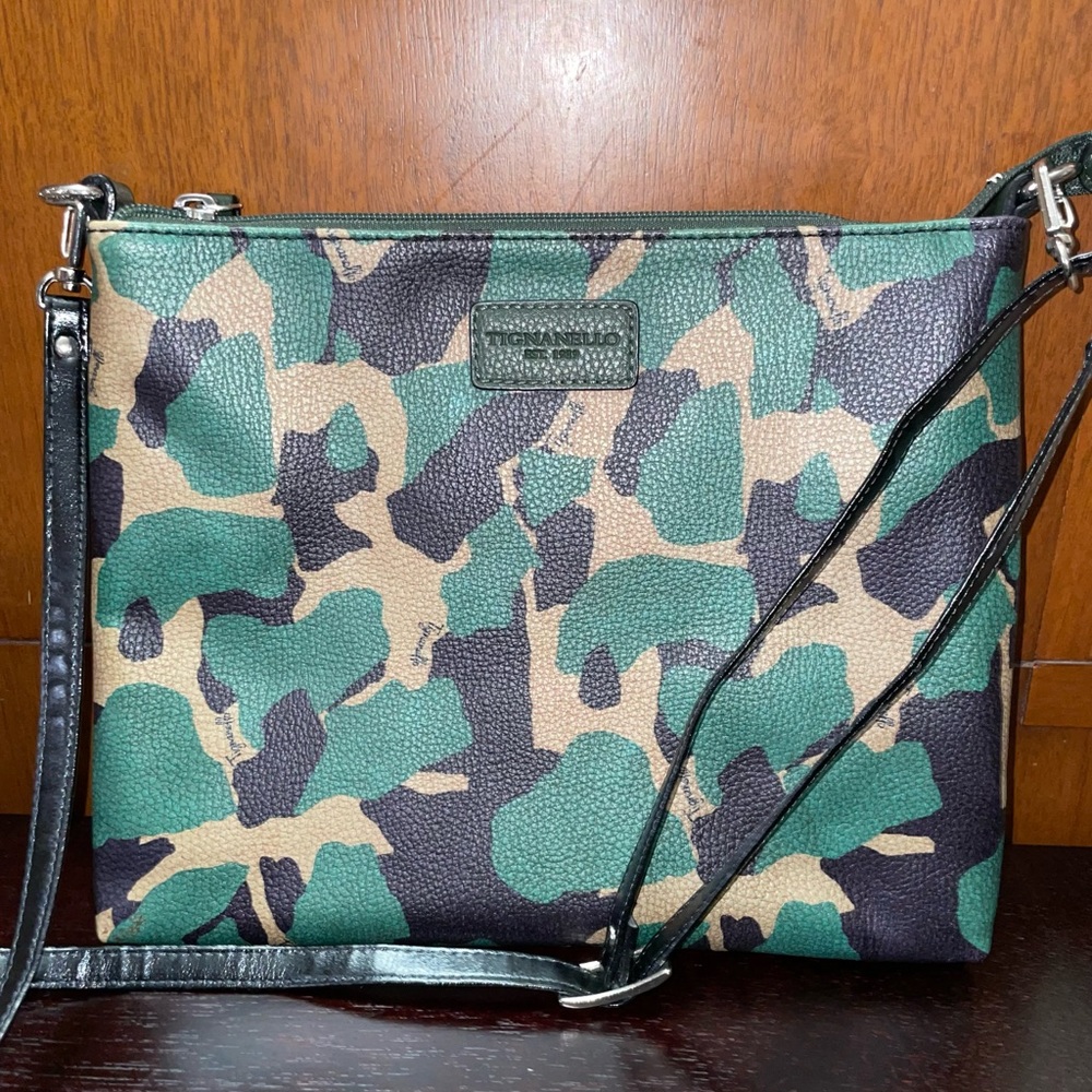 Tignanello Camo leather crossbody bag.